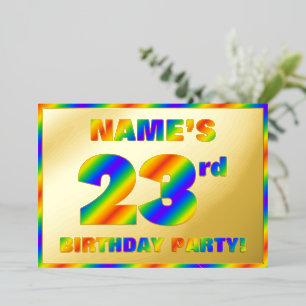 Invitación Con Relieve Metalizado Fiesta de Cumpleaños número 23 — Divertido, Espect