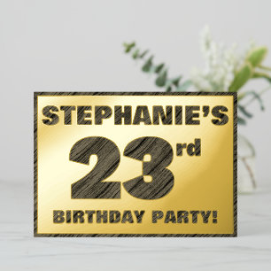 Invitación Con Relieve Metalizado Fiesta de cumpleaños número 23 — Texto con textura