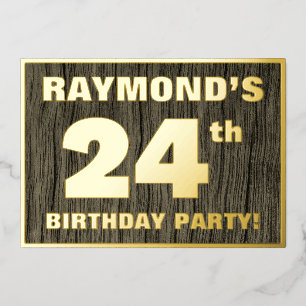 Invitación Con Relieve Metalizado Fiesta de cumpleaños número 24: Patrón de textura