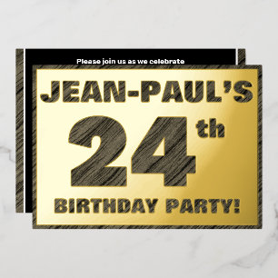 Invitación Con Relieve Metalizado Fiesta de cumpleaños número 24 — Texto con textura
