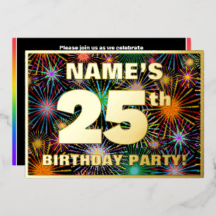 Invitación Con Relieve Metalizado Fiesta de cumpleaños número 25 — Aspecto divertido