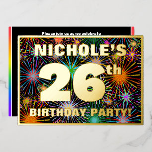 Invitación Con Relieve Metalizado Fiesta de cumpleaños número 26 — Aspecto divertido