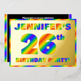 Invitación Con Relieve Metalizado Fiesta de cumpleaños número 26 — Divertido, Espect