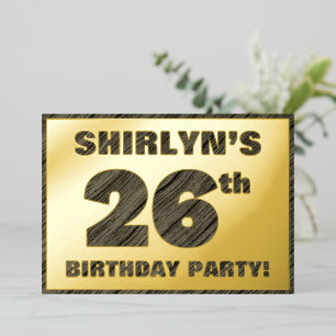 Invitación Con Relieve Metalizado Fiesta de cumpleaños número 26 — Texto con textura