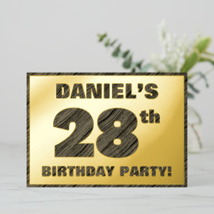 Invitación Con Relieve Metalizado Fiesta de cumpleaños número 28 — Texto con textura