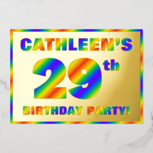 Invitación Con Relieve Metalizado Fiesta de cumpleaños número 29 — Divertido, Espect