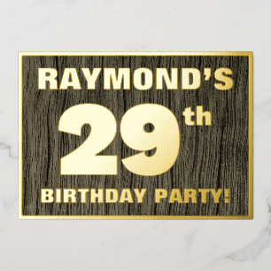 Invitación Con Relieve Metalizado Fiesta de cumpleaños número 29: Patrón audaz de gr