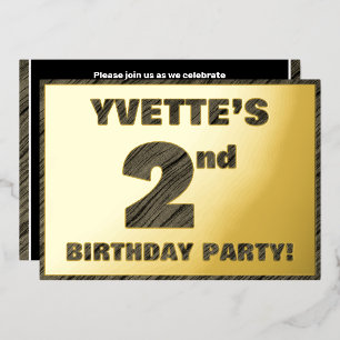 Invitación Con Relieve Metalizado Fiesta de cumpleaños número 2 — Texto con textura