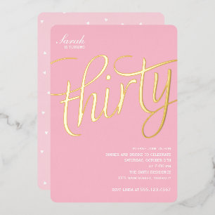 Invitación Con Relieve Metalizado Fiesta de cumpleaños número 30