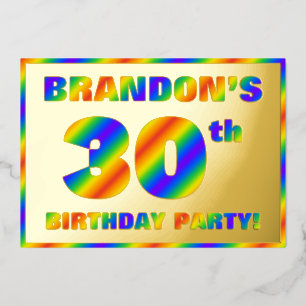Invitación Con Relieve Metalizado Fiesta de cumpleaños número 30 — Divertido “30” co
