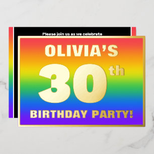 Invitación Con Relieve Metalizado Fiesta de cumpleaños número 30: divertido patrón d