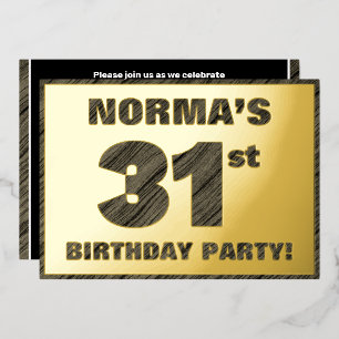 Invitación Con Relieve Metalizado Fiesta de cumpleaños número 31 — Texto en relieve 