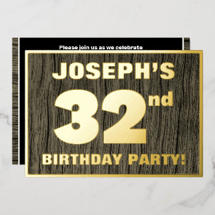 Invitación Con Relieve Metalizado Fiesta de cumpleaños número 32: Patrón audaz de te
