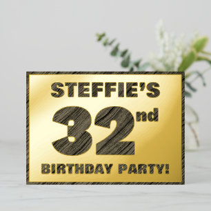 Invitación Con Relieve Metalizado Fiesta de cumpleaños número 32 — Texto con textura