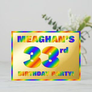 Invitación Con Relieve Metalizado Fiesta de cumpleaños número 33 — Divertido '33' co