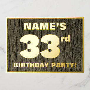 Invitación Con Relieve Metalizado Fiesta de cumpleaños número 33: Patrón de textura