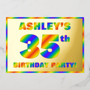 Invitación Con Relieve Metalizado Fiesta de cumpleaños número 35 — Divertido, Espect