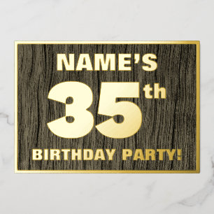 Invitación Con Relieve Metalizado Fiesta de cumpleaños número 35: Patrón de textura