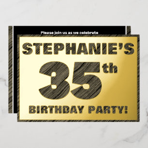 Invitación Con Relieve Metalizado Fiesta de cumpleaños número 35 — Texto con textura