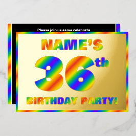 Invitación Con Relieve Metalizado Fiesta de cumpleaños número 36 — Divertido, Espect