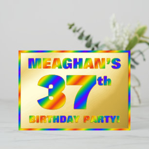 Invitación Con Relieve Metalizado Fiesta de cumpleaños número 37 — Divertido, Espect