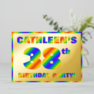 Invitación Con Relieve Metalizado Fiesta de cumpleaños número 38 — Divertido “38” co