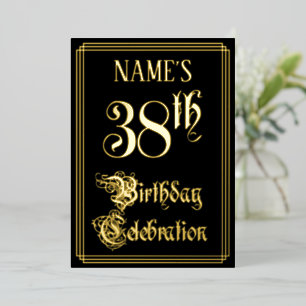 Invitación Con Relieve Metalizado Fiesta de cumpleaños número 38 — Letra script eleg
