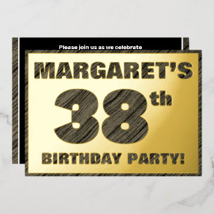 Invitación Con Relieve Metalizado Fiesta de cumpleaños número 38 — Texto con textura