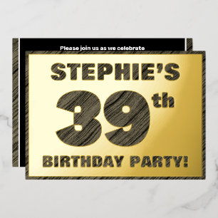 Invitación Con Relieve Metalizado Fiesta de cumpleaños número 39 — Texto con textura