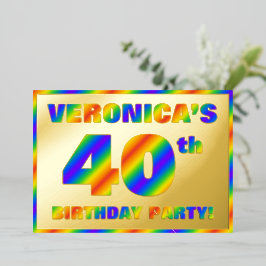Invitación Con Relieve Metalizado Fiesta de cumpleaños número 40 — Divertido, "40" d