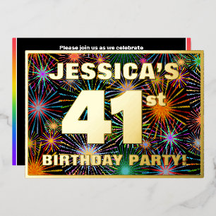 Invitación Con Relieve Metalizado Fiesta de cumpleaños número 41 — Aspecto divertido