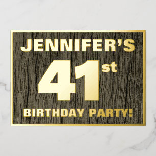 Invitación Con Relieve Metalizado Fiesta de cumpleaños número 41: Patrón de textura