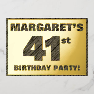 Invitación Con Relieve Metalizado Fiesta de cumpleaños número 41 — Texto con vetas d