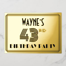 Invitación Con Relieve Metalizado Fiesta de cumpleaños número 43 — Estilo Art Deco “