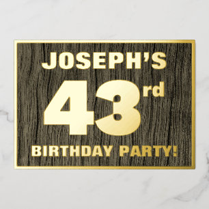 Invitación Con Relieve Metalizado Fiesta de cumpleaños número 43: Patrón audaz de te