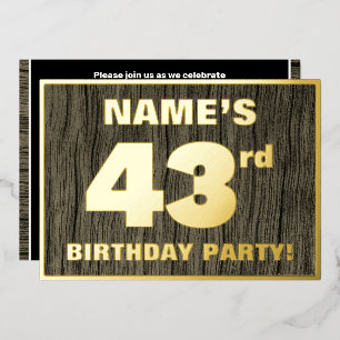 Invitación Con Relieve Metalizado Fiesta de cumpleaños número 43: Patrón de textura 