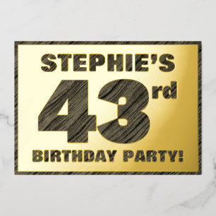 Invitación Con Relieve Metalizado Fiesta de cumpleaños número 43 — Texto con textura