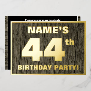 Invitación Con Relieve Metalizado Fiesta de cumpleaños número 44: Patrón audaz de te