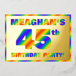 Invitación Con Relieve Metalizado Fiesta de cumpleaños número 45 — Divertido, Espect