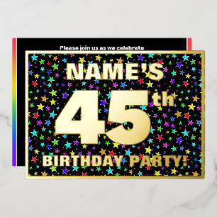 Invitación Con Relieve Metalizado Fiesta de cumpleaños número 45 — Patrón divertido
