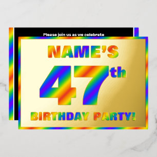 Invitación Con Relieve Metalizado Fiesta de cumpleaños número 47 — Divertido, Espect