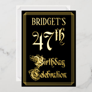Invitación Con Relieve Metalizado Fiesta de cumpleaños número 47 — Nombre personaliz