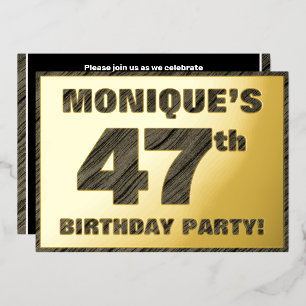 Invitación Con Relieve Metalizado Fiesta de cumpleaños número 47 — Texto con vetas d