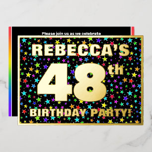 Invitación Con Relieve Metalizado Fiesta de cumpleaños número 48 — Patrón divertido