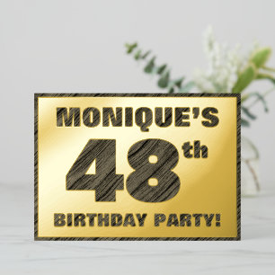 Invitación Con Relieve Metalizado Fiesta de cumpleaños número 48 — Texto con vetas d