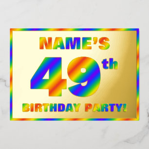 Invitación Con Relieve Metalizado Fiesta de cumpleaños número 49 — Divertido, '49' d