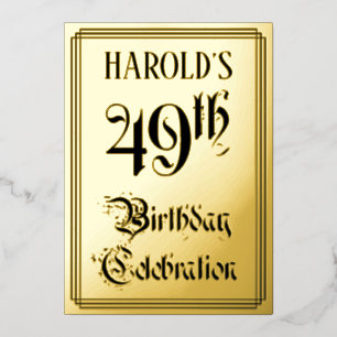 Invitación Con Relieve Metalizado Fiesta de cumpleaños número 49 — Letra elegante + 