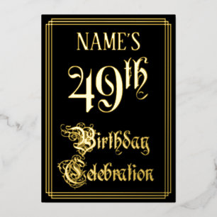 Invitación Con Relieve Metalizado Fiesta de cumpleaños número 49 — Nombre personaliz
