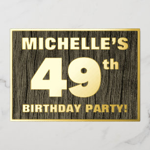 Invitación Con Relieve Metalizado Fiesta de cumpleaños número 49: Patrón audaz de te