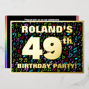 Invitación Con Relieve Metalizado Fiesta de cumpleaños número 49 — Símbolos de músic
